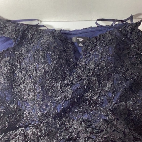 Aqua 
Off-the-Shoulder Embellished Lace Gown - Exclusive - Picture 9 of 12